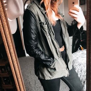 Blu Pepper Utility Jacket / Faux Leather Sleeves